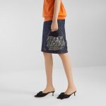 FENDI Mamma Baguette Small Dark blue FF flocked denim mini-bag - Image 6